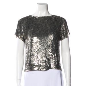 Alice + Olivia Gold Sequin top